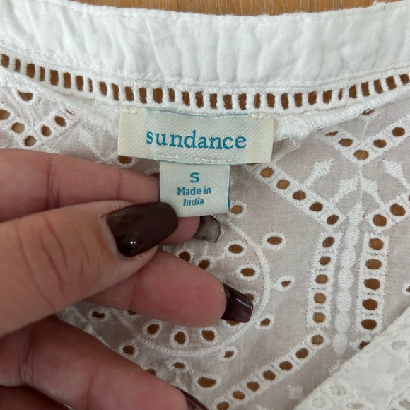 Sundance Blouse Top Womens S White Eyelet Boho Feminine Fairy Cottage Romantic - Picture 2 of 8